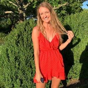 Red and White Polkadot Sundress Size Small